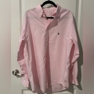 Brooks Brothers Button Down Shirt Mens L Pink and White Check